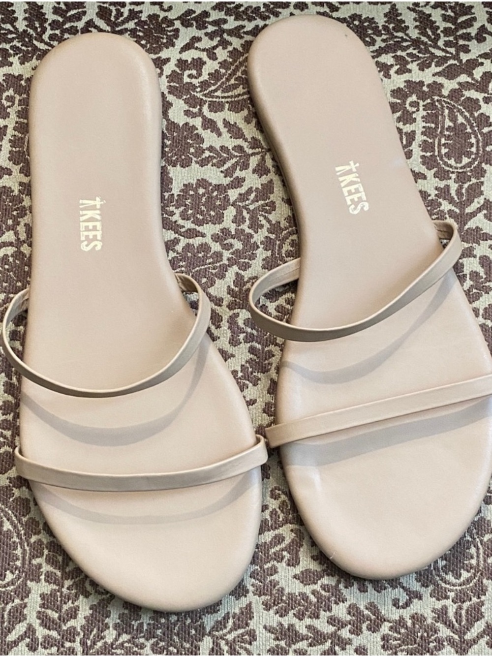 TKEES Women’s Taupe Thin-Strap Slide Sandals